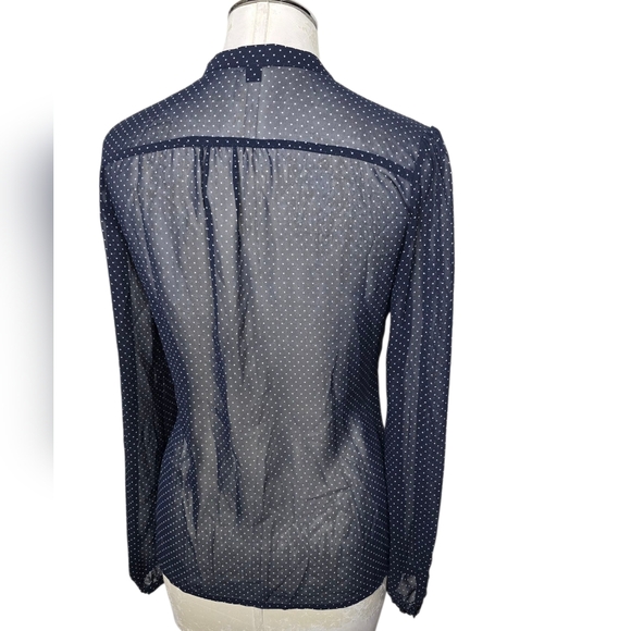 Esprit Dark Blue Polka Dot Sheer Blouse S - Picture 4 of 7